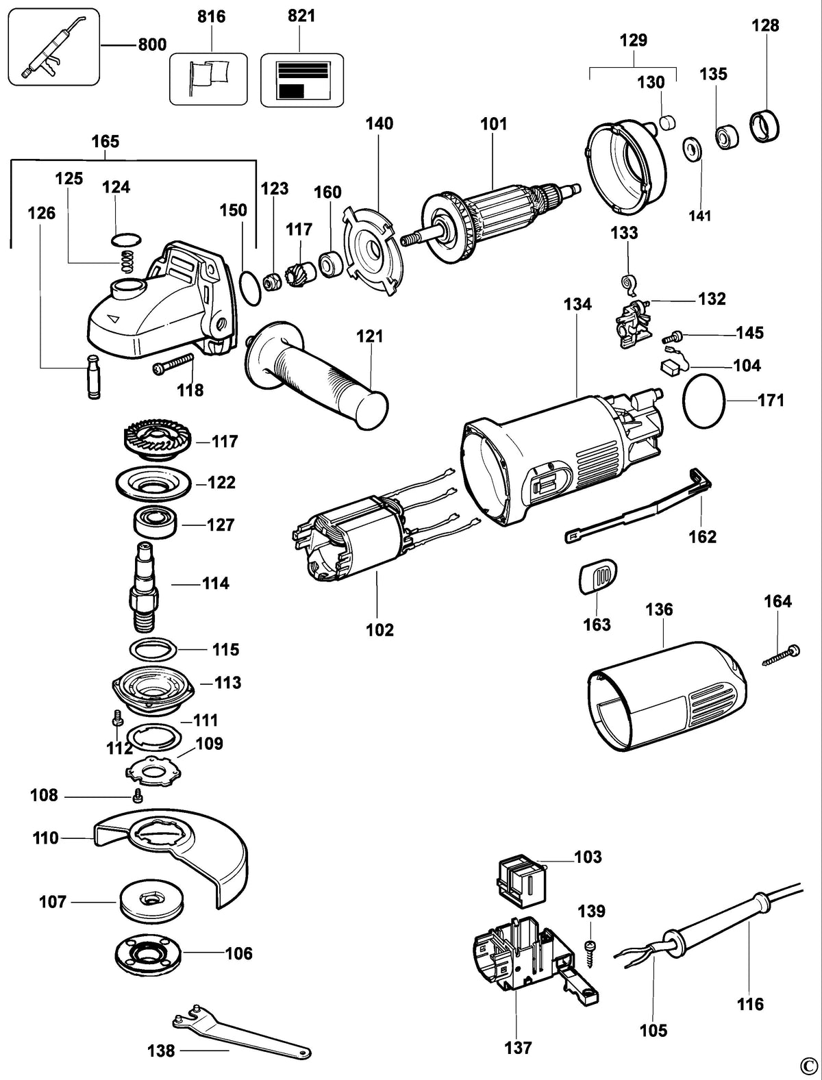 Vue éclatée DeWalt DW824 Type 5 - planche 1