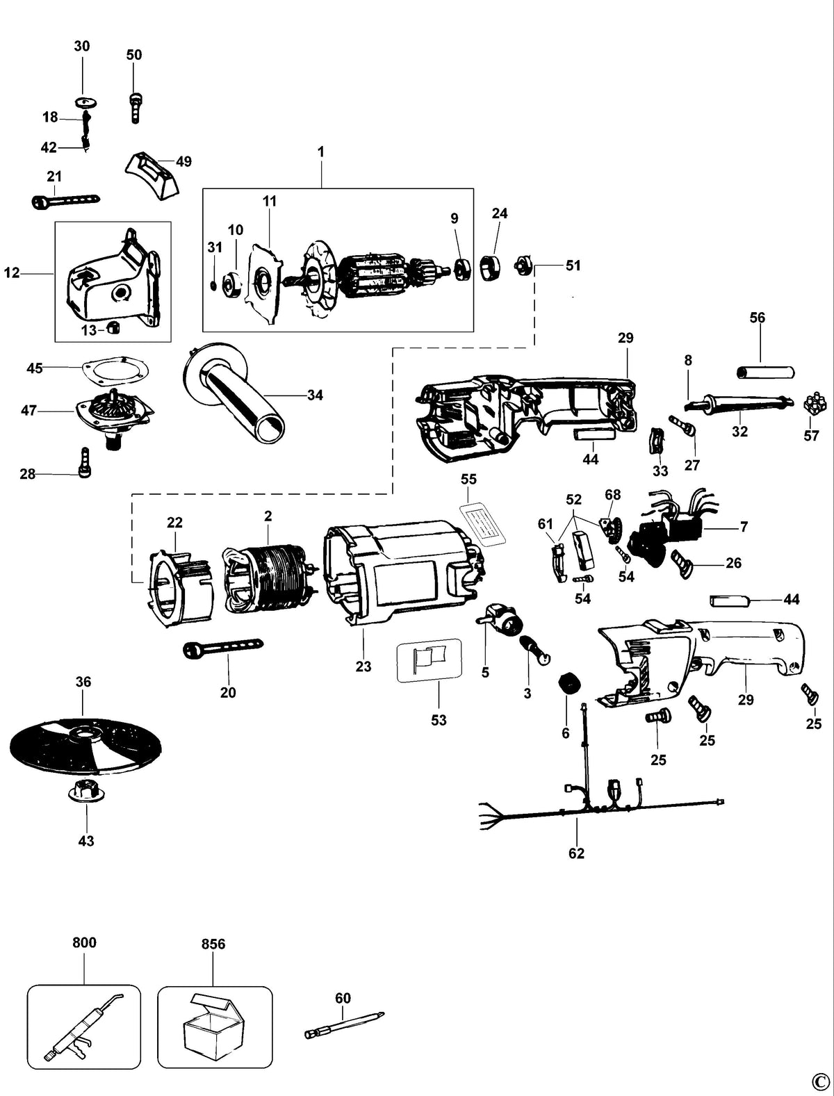 Vue éclatée DeWalt DW849 Type 2-2A - planche 1