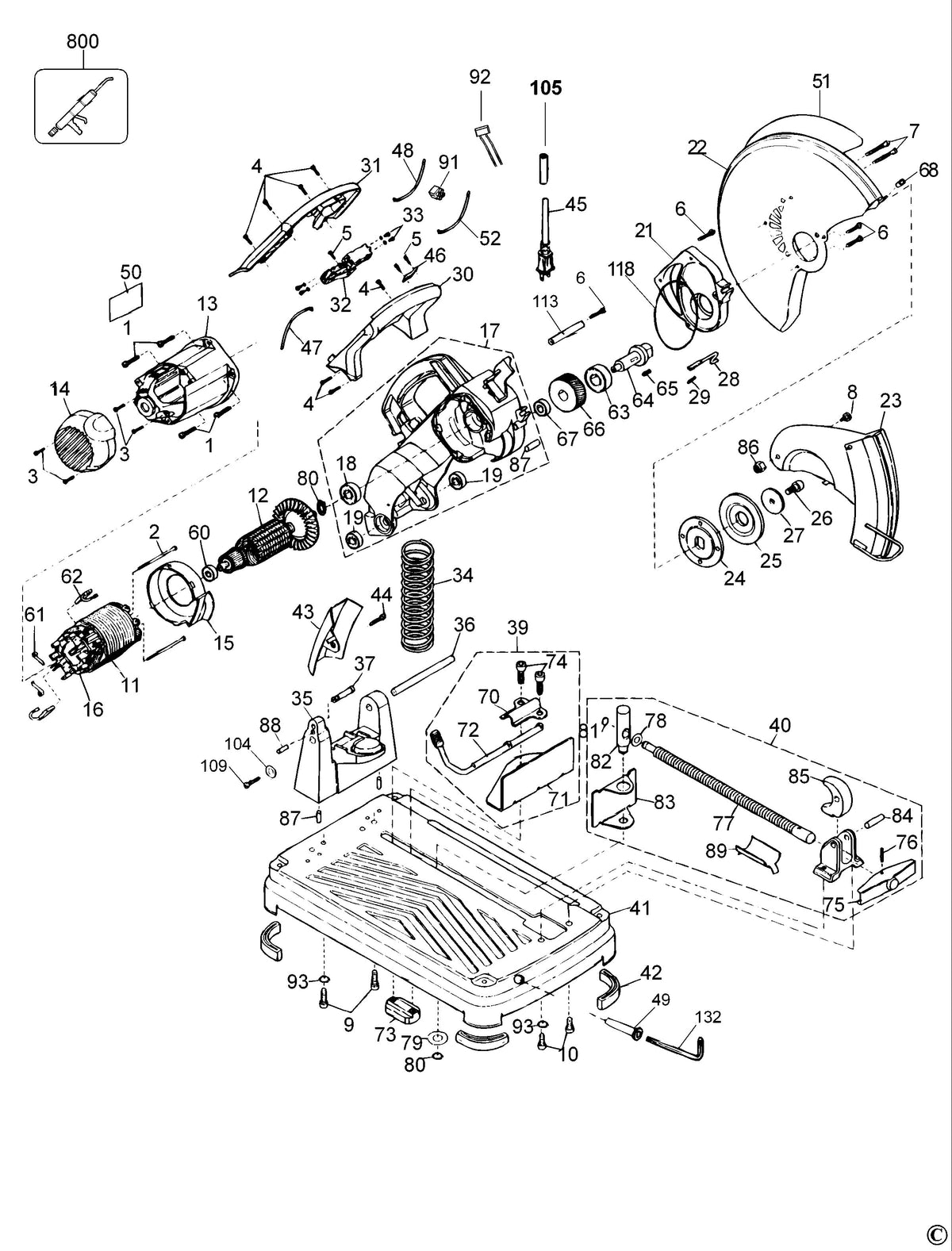 Vue éclatée DeWalt DW871 Type 1 - planche 1