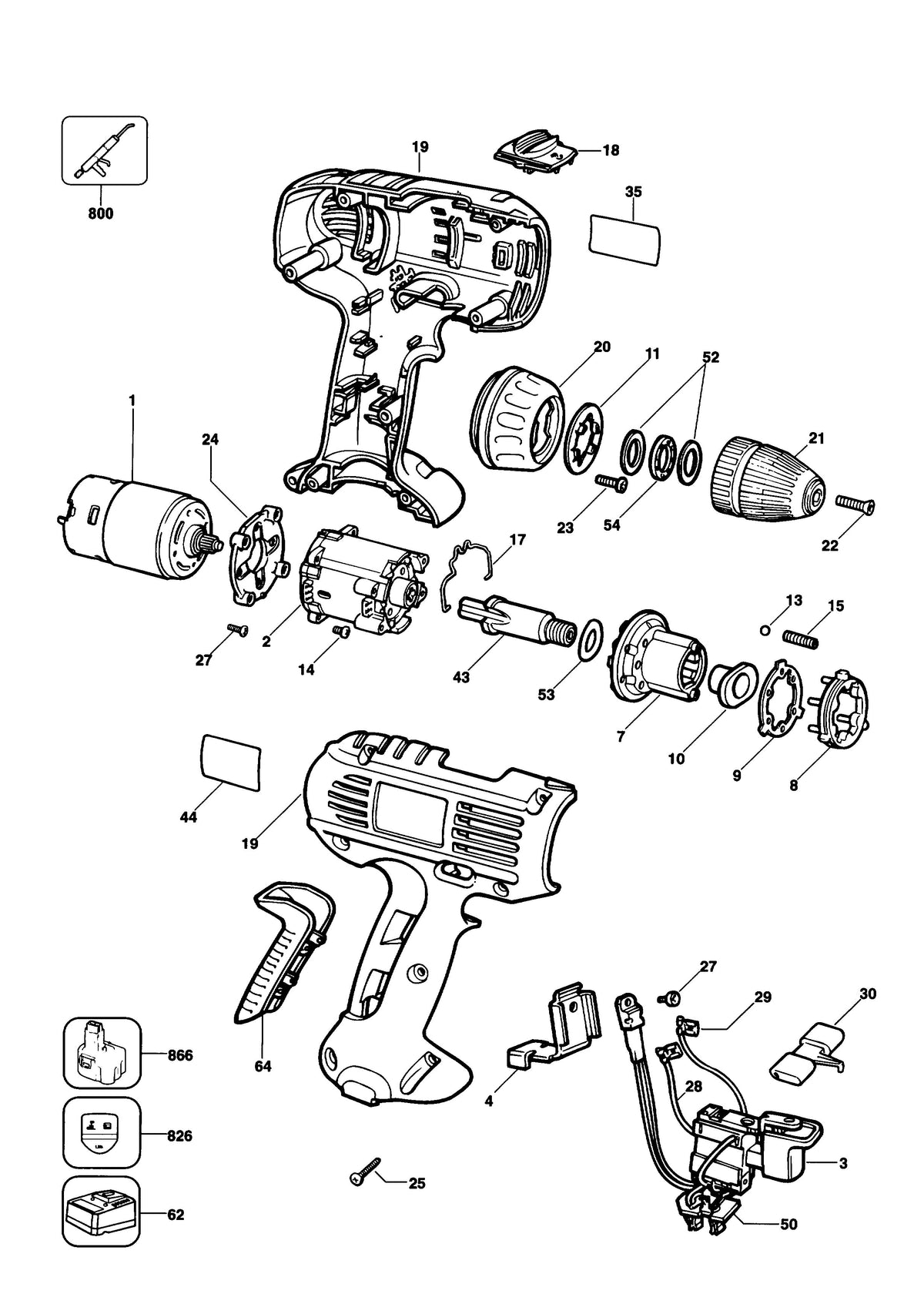 Vue éclatée DeWalt DW917K Type 1 - 2 - planche 1