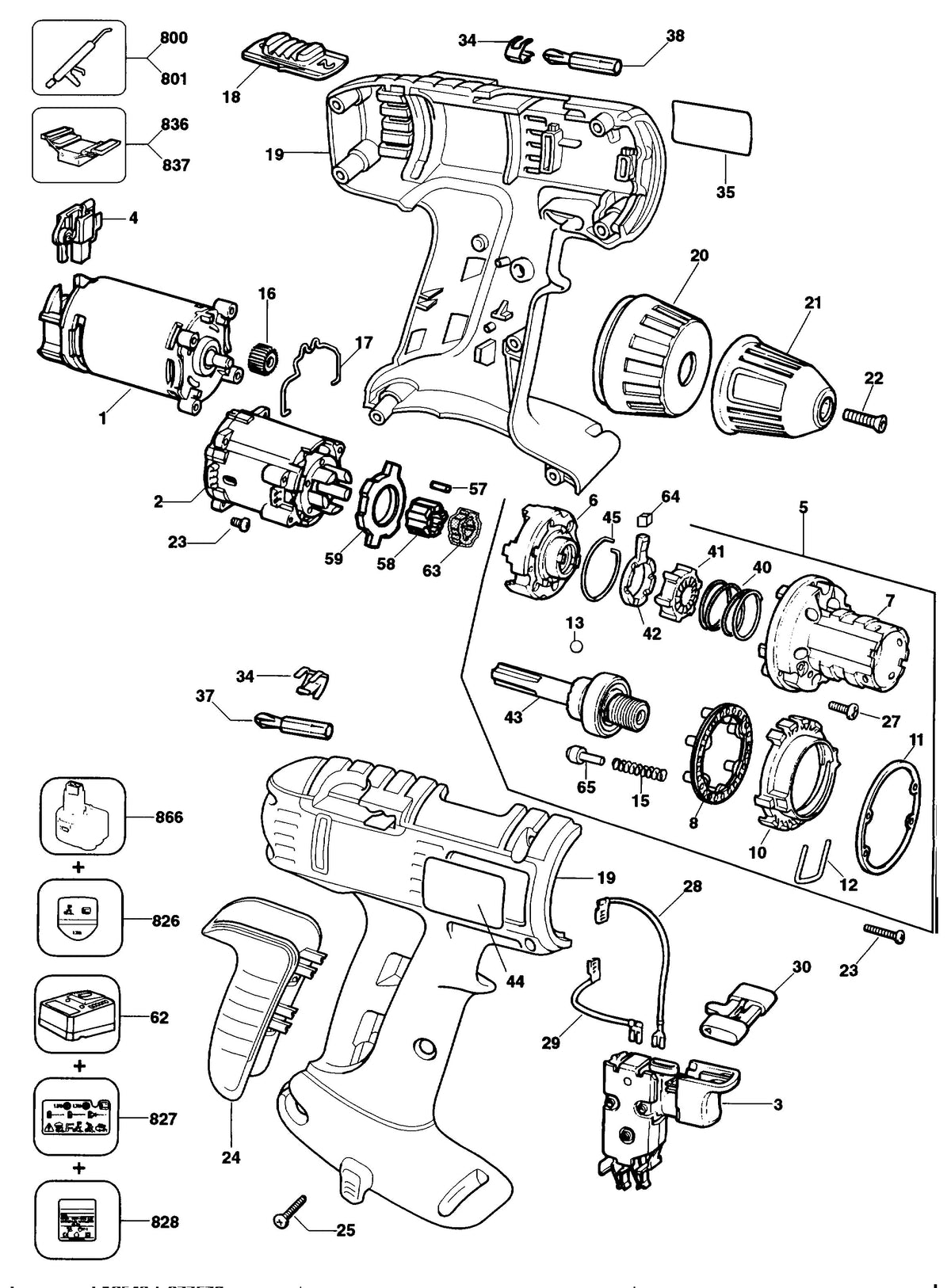 Vue éclatée DeWalt DW997K Type 4 - planche 1