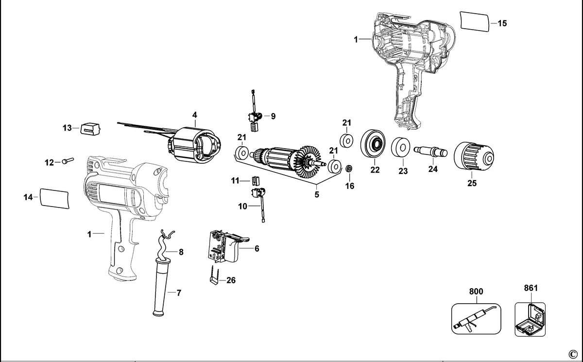 Vue éclatée DeWalt DWD115KS Type 2 - planche 1
