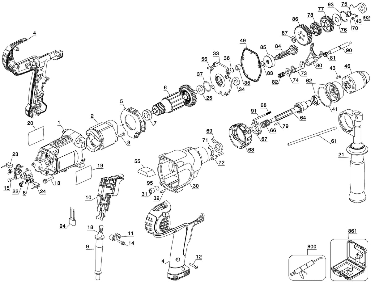 Vue éclatée DeWalt DWD525KS Type 1 - planche 1
