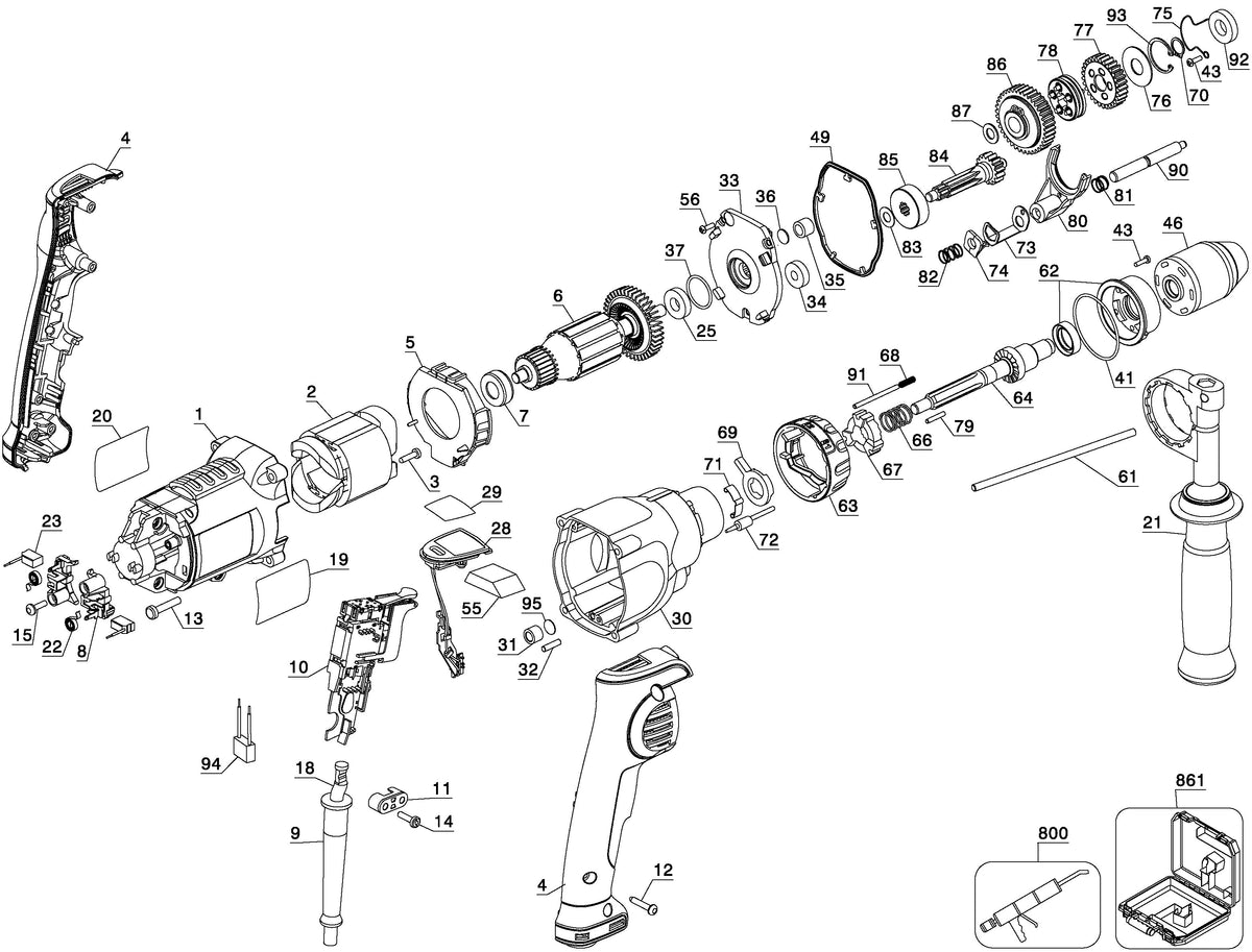 Vue éclatée DeWalt DWD530KS Type 1 - planche 1