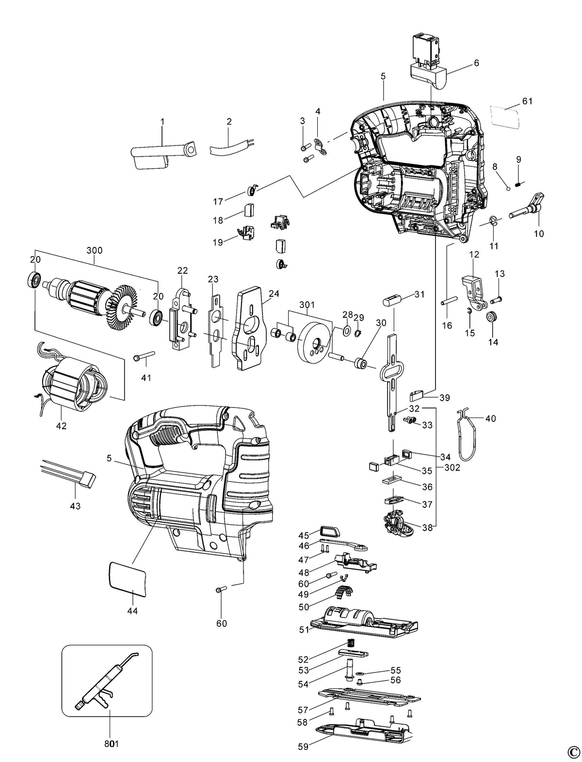 Vue éclatée DeWalt DWE249 Type 1 - planche 1