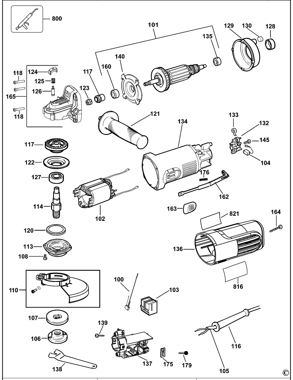 Vue éclatée DeWalt DWE4015 Type 15 - planche 1