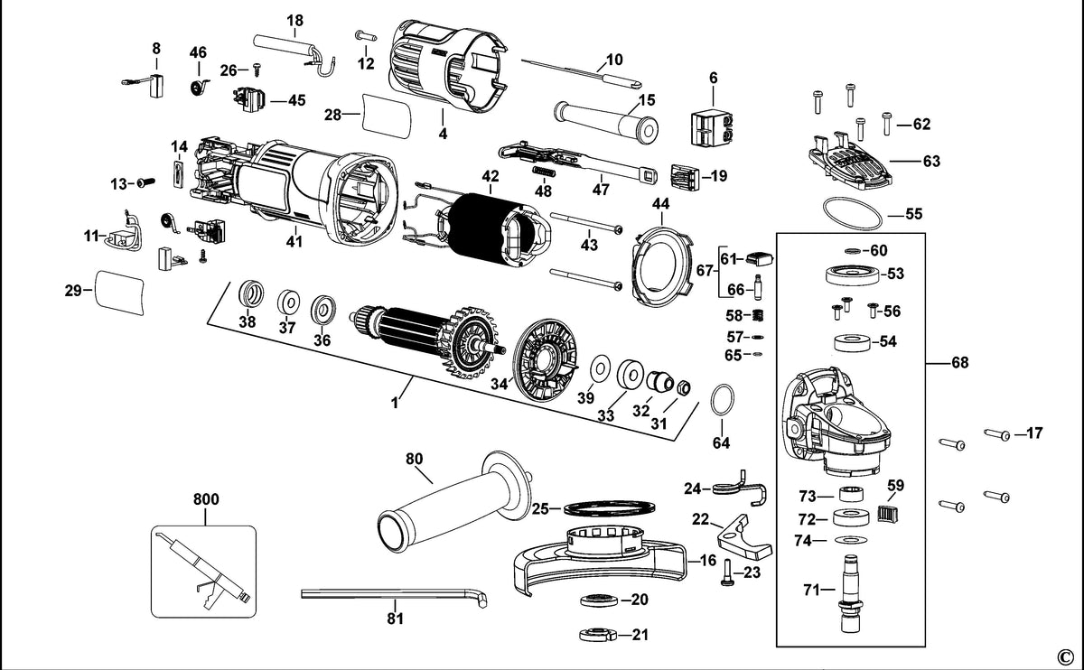 Vue éclatée DeWalt DWE4050 Type 2 - planche 1
