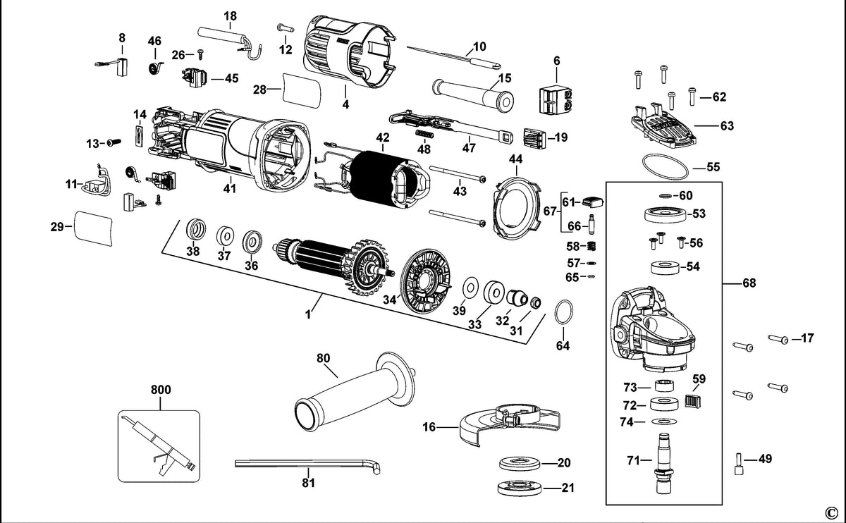 Vue éclatée DeWalt DWE4051 Type 1 - planche 1
