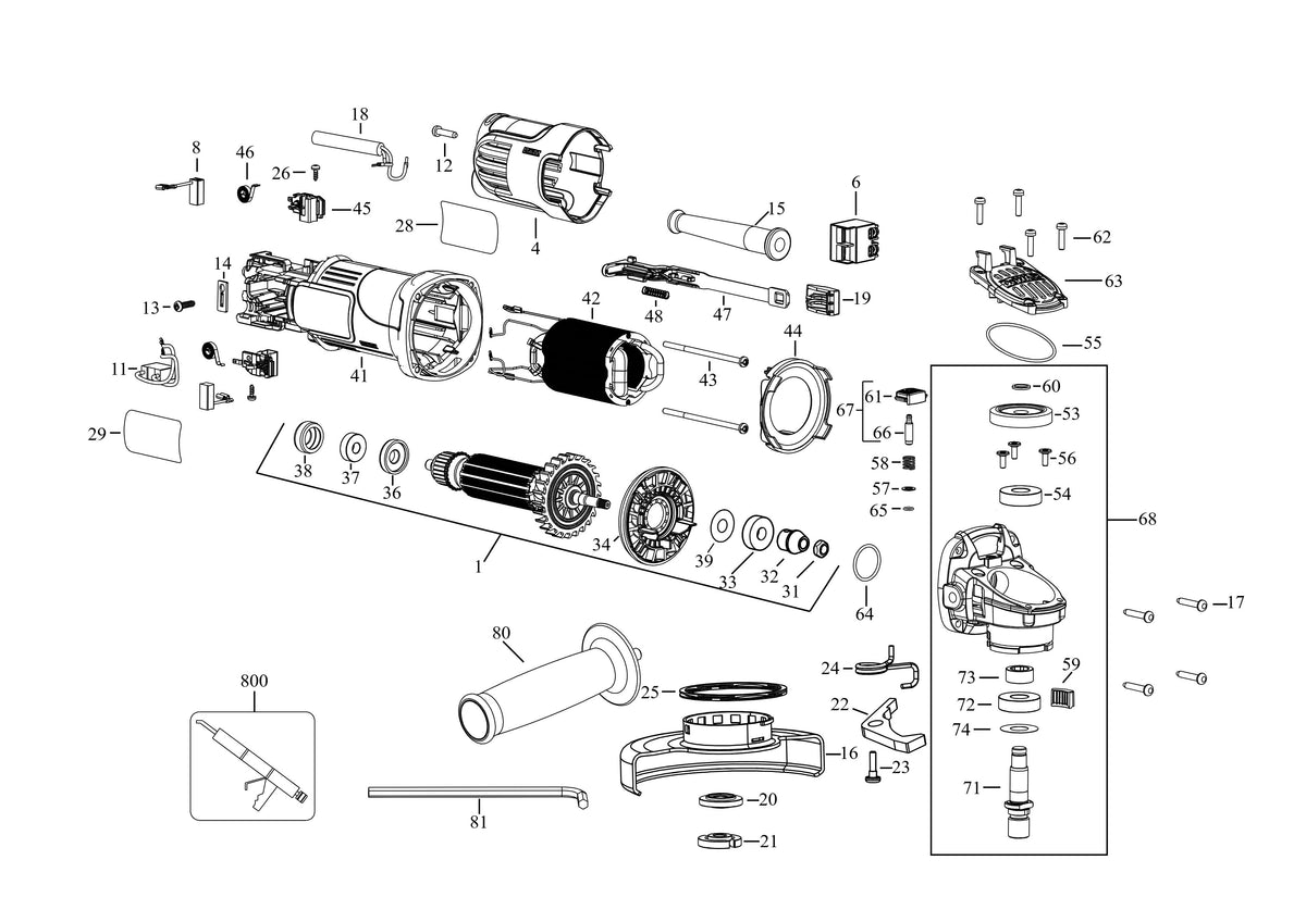 Vue éclatée DeWalt DWE4057TRI Type 1 - planche 1