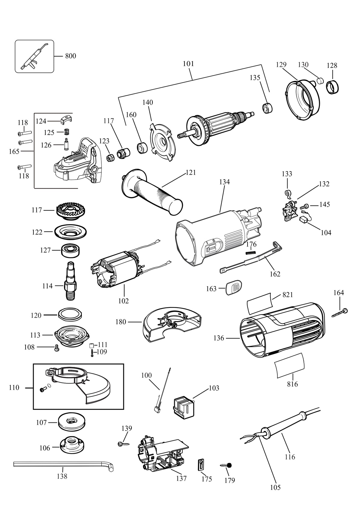 Vue éclatée DeWalt DWE4117 Type 5 - planche 1
