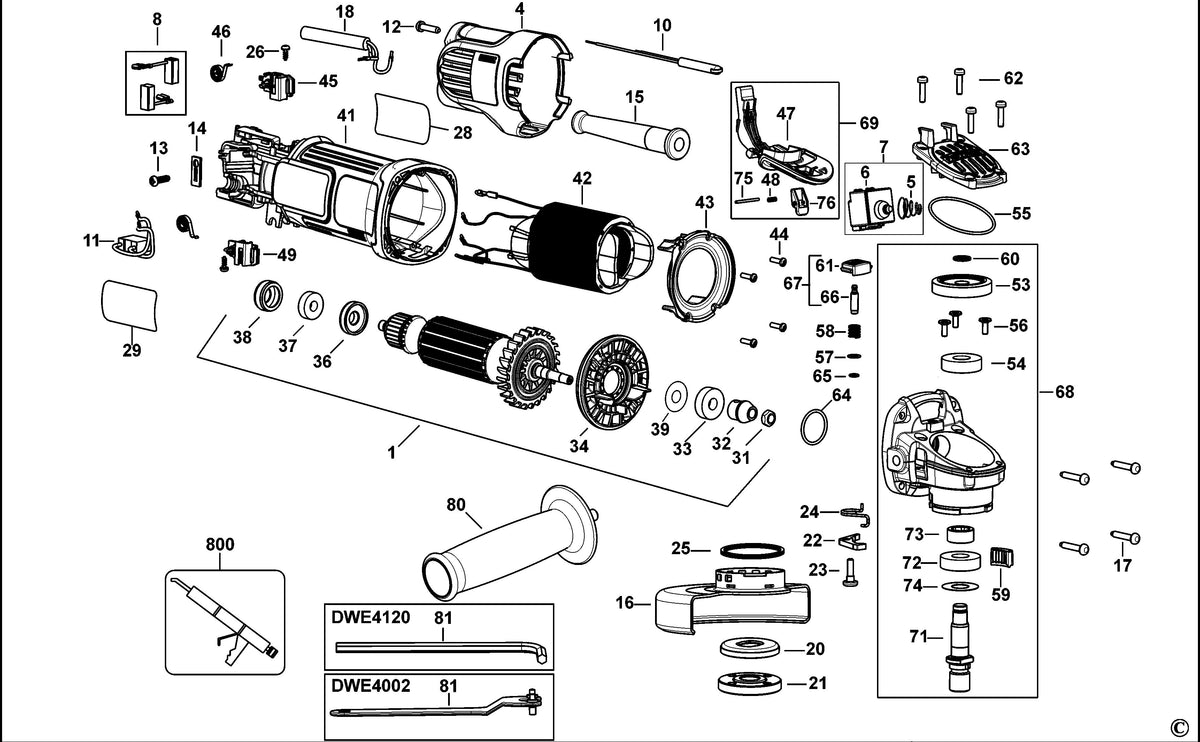 Vue éclatée DeWalt DWE4120 Type 1 - planche 1