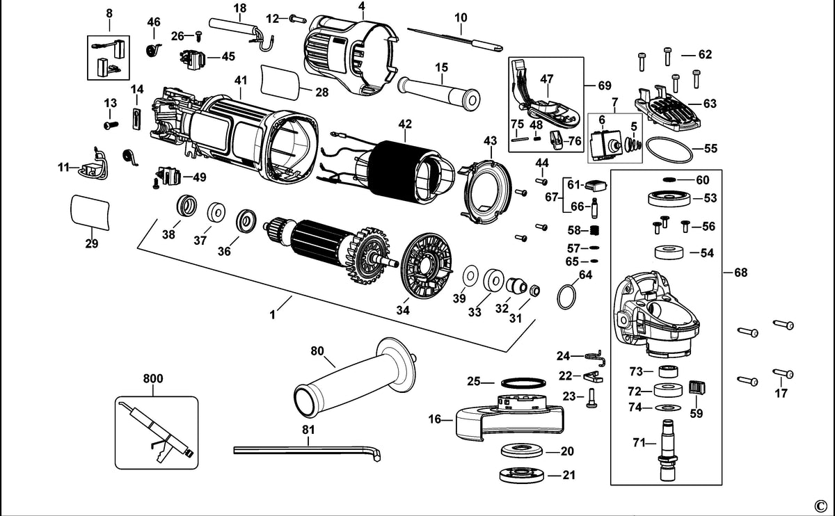 Vue éclatée DeWalt DWE4121 Type 1 - planche 1