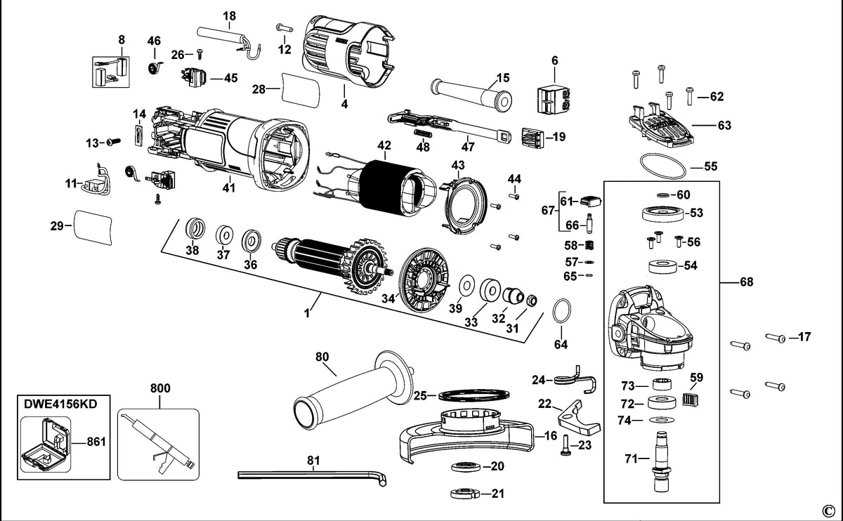 Vue éclatée DeWalt DWE4157 Type 1 - planche 1