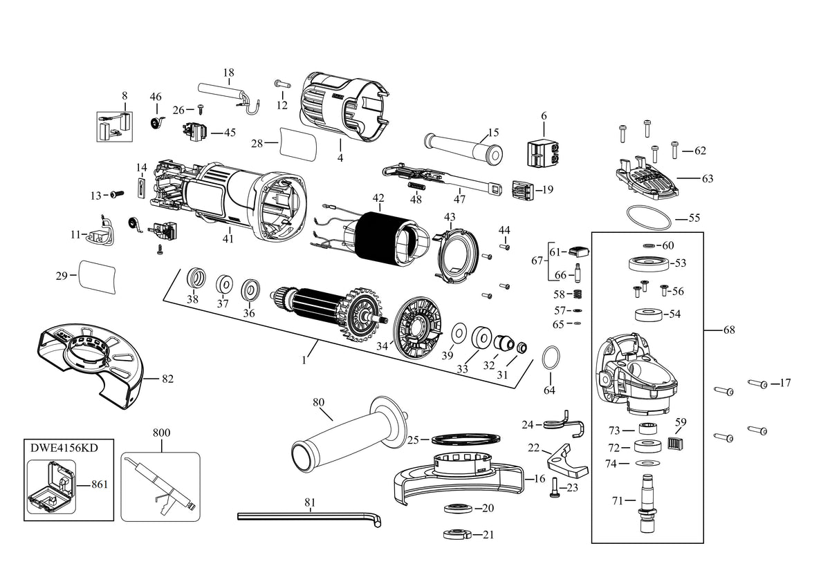 Vue éclatée DeWalt DWE4157 Type 5 - planche 1