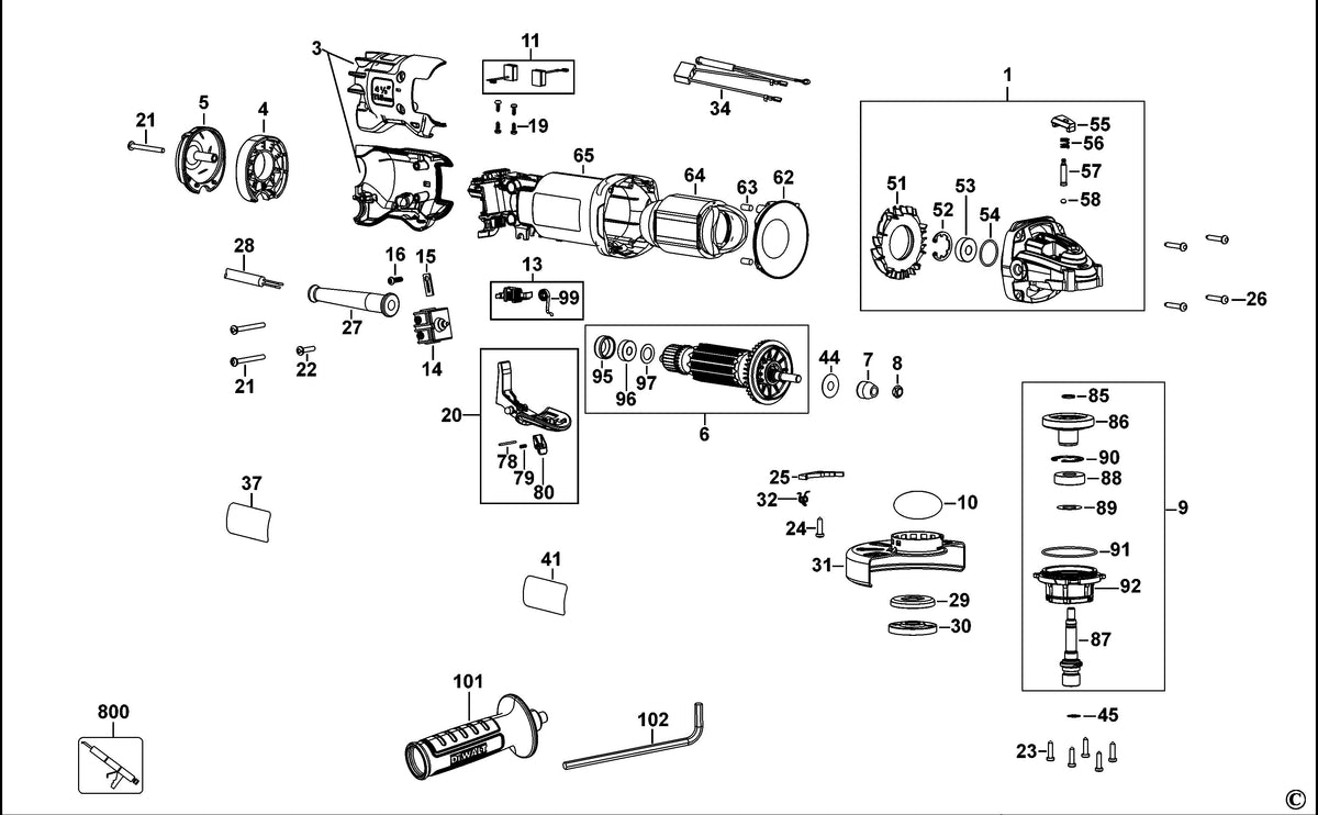 Vue éclatée DeWalt DWE4202 Type 1 - planche 1