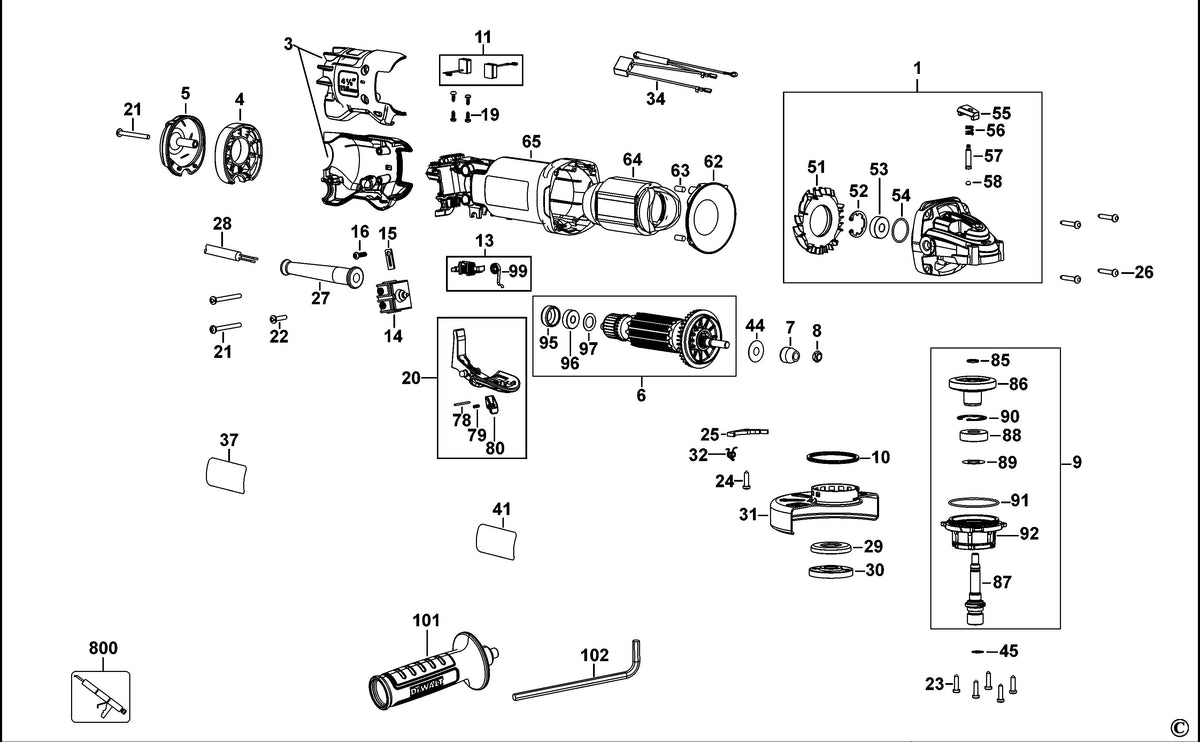 Vue éclatée DeWalt DWE4203 Type 3 - planche 1