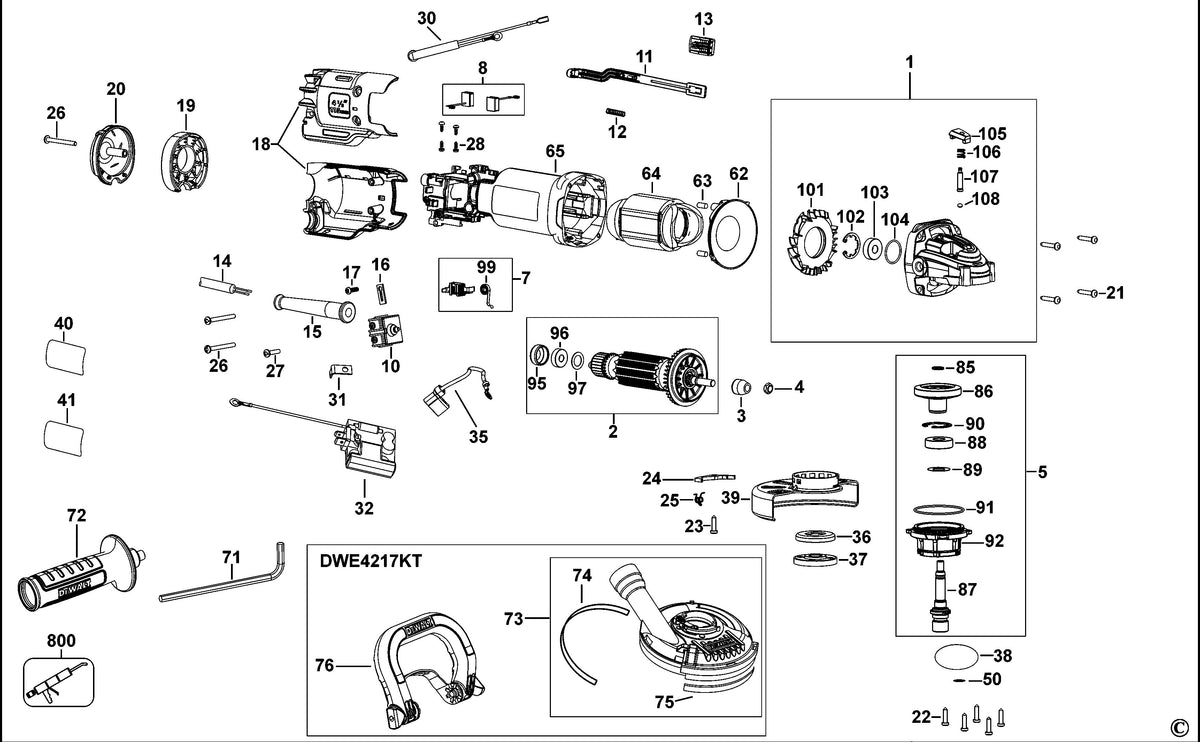 Vue éclatée DeWalt DWE4206 Type 1 - planche 1