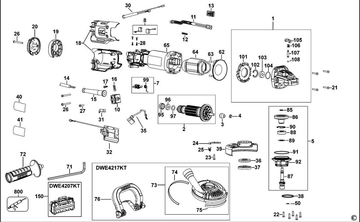 Vue éclatée DeWalt DWE4207 Type 3 - planche 1