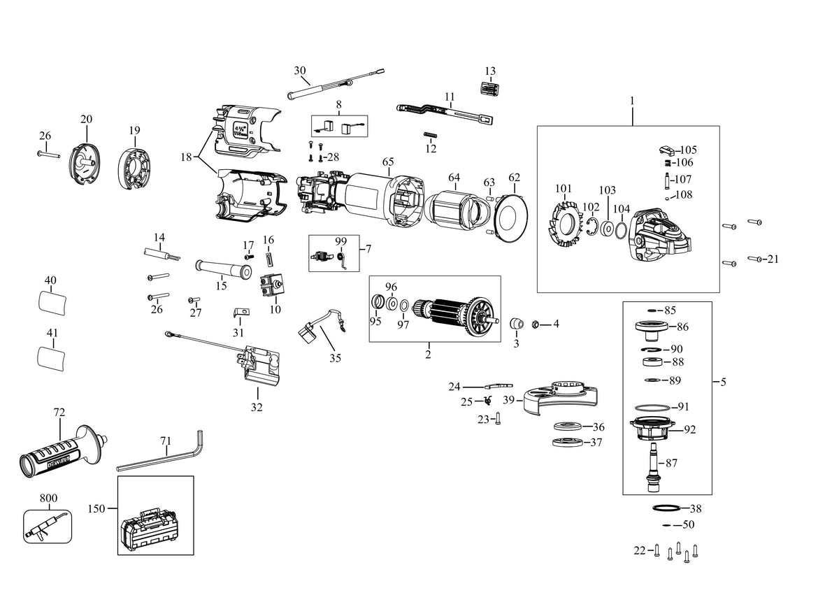 Vue éclatée DeWalt DWE4207K Type 3 - planche 1