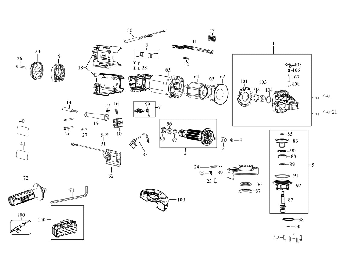 Vue éclatée DeWalt DWE4207K Type 5 - planche 1