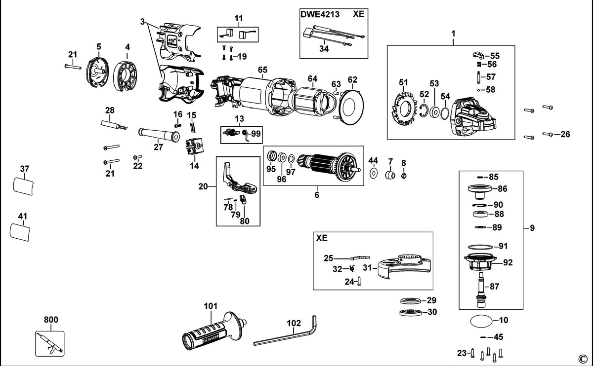Vue éclatée DeWalt DWE4213 Type 1 - planche 1