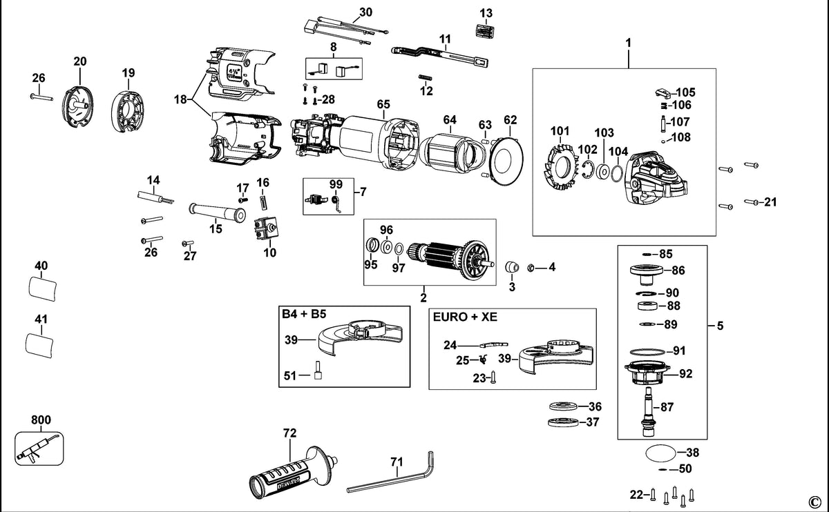 Vue éclatée DeWalt DWE4214 Type 1 - planche 1