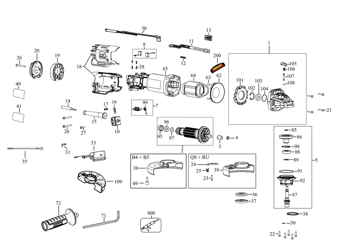 Vue éclatée DeWalt DWE4227 Type 5 - planche 1