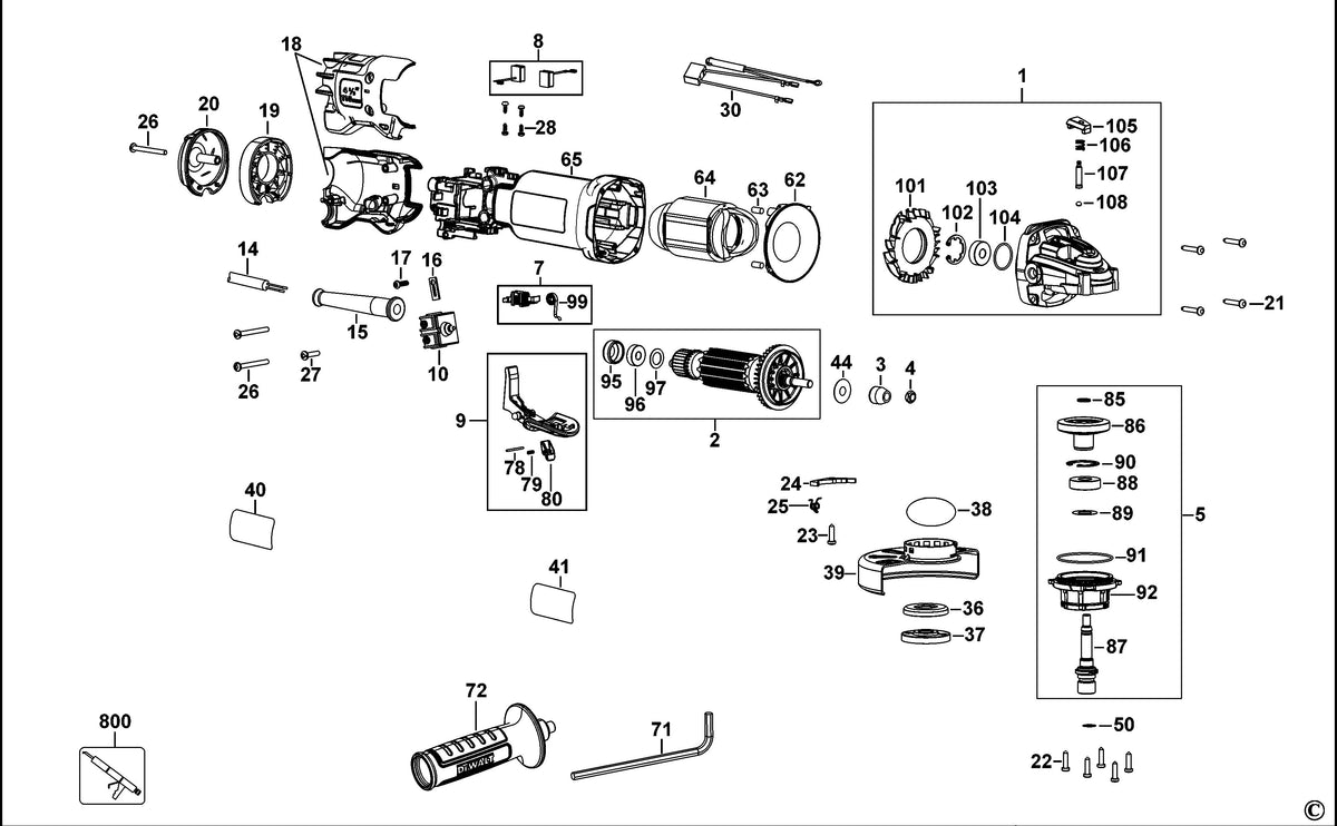 Vue éclatée DeWalt DWE4233 Type 1 - planche 1