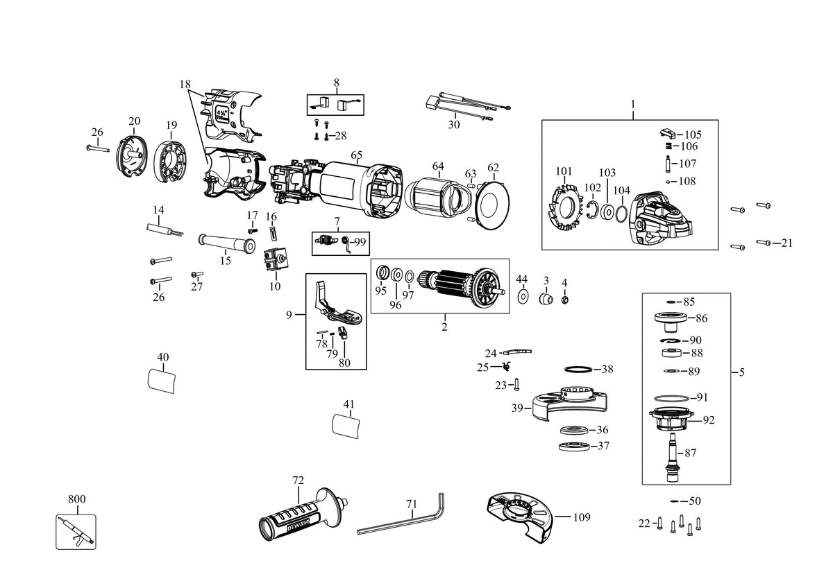 Vue éclatée DeWalt DWE4233 Type 5 - planche 1