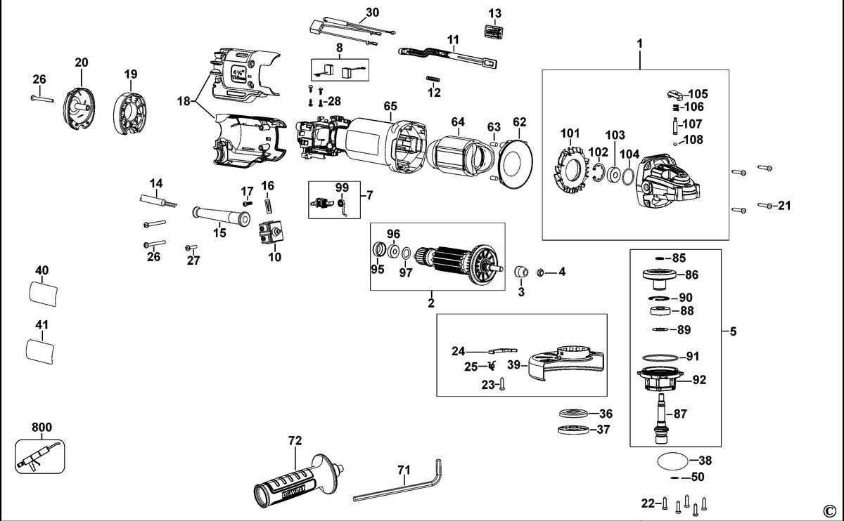 Vue éclatée DeWalt DWE4235 Type 1 - planche 1
