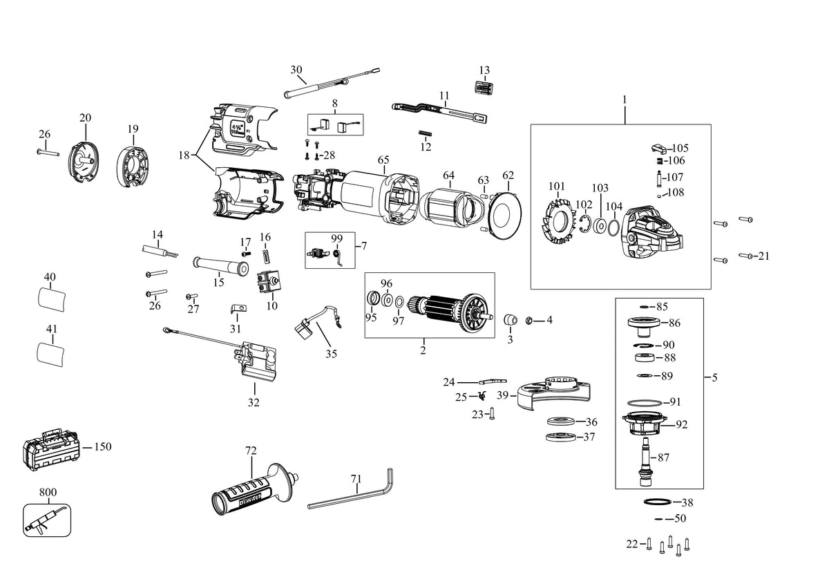 Vue éclatée DeWalt DWE4237K Type 3 - planche 1