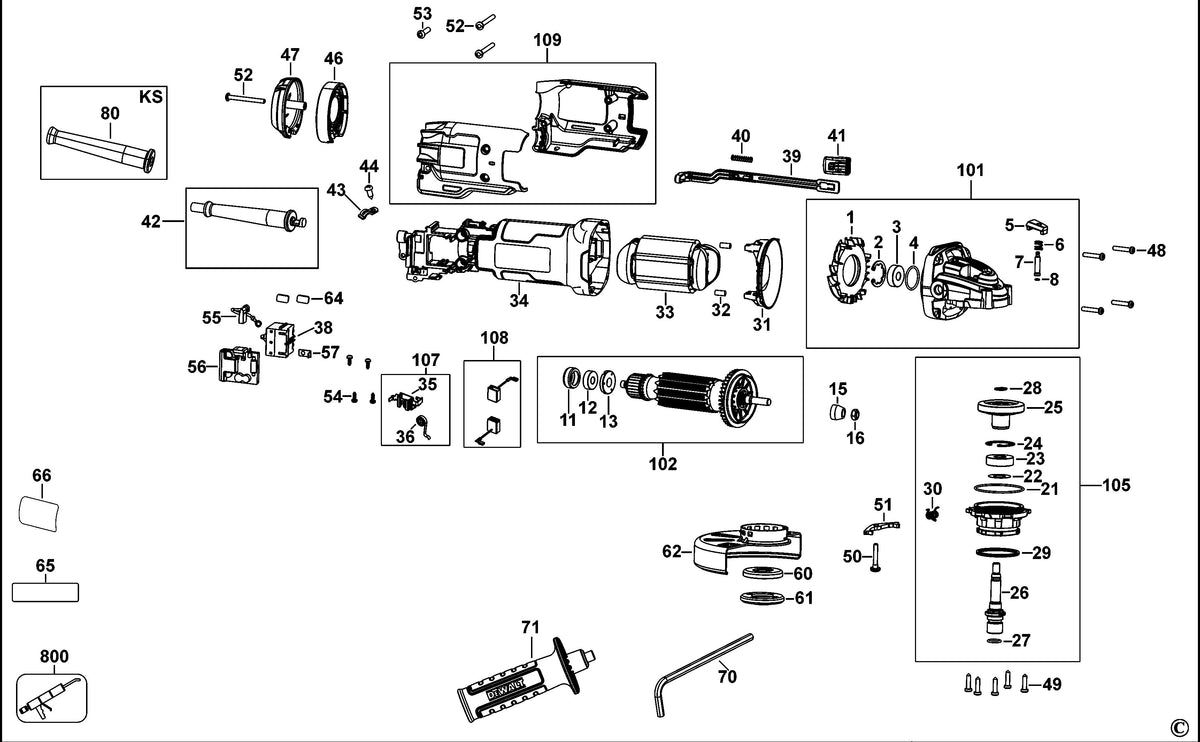 Vue éclatée DeWalt DWE4238 Type 1 - planche 1