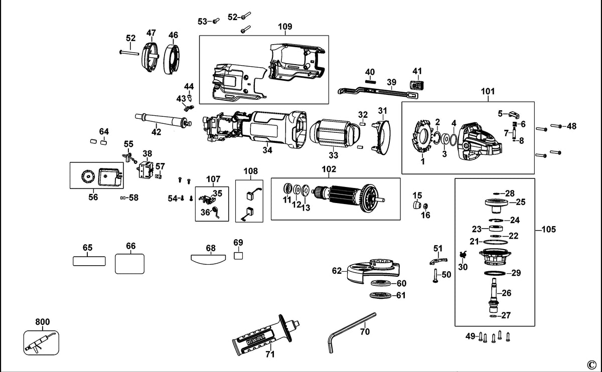 Vue éclatée DeWalt DWE4246 Type 1 - planche 1