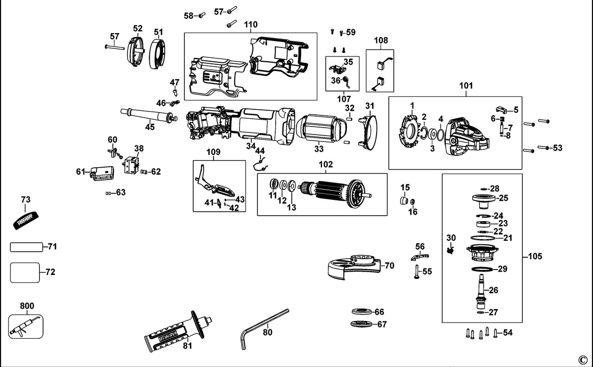 Vue éclatée DeWalt DWE4263 Type 1 - planche 1