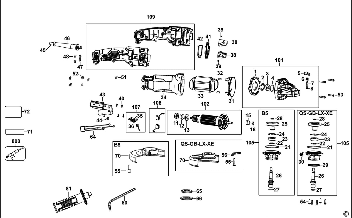 Vue éclatée DeWalt DWE4277 Type 1 - planche 1