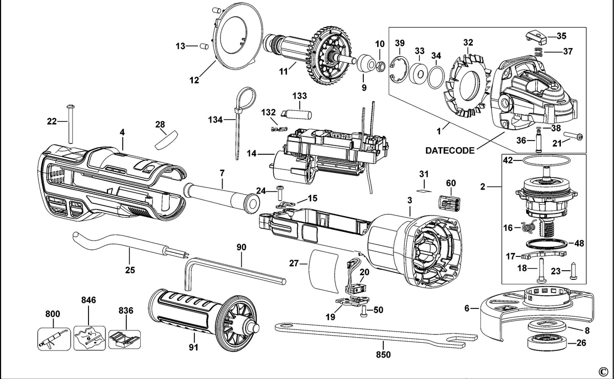 Vue éclatée DeWalt DWE4347 Type 1 - planche 1