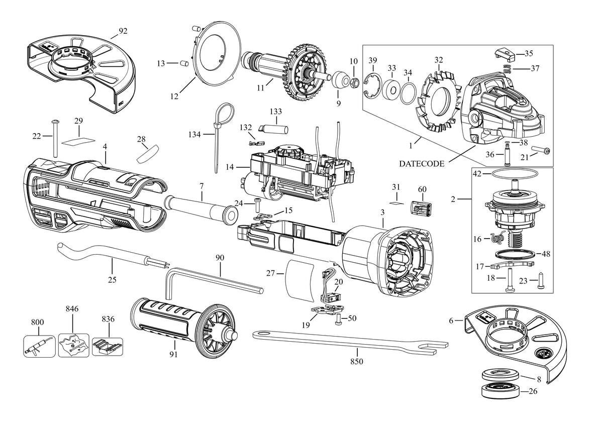 Vue éclatée DeWalt DWE4357 Type 2 - planche 1