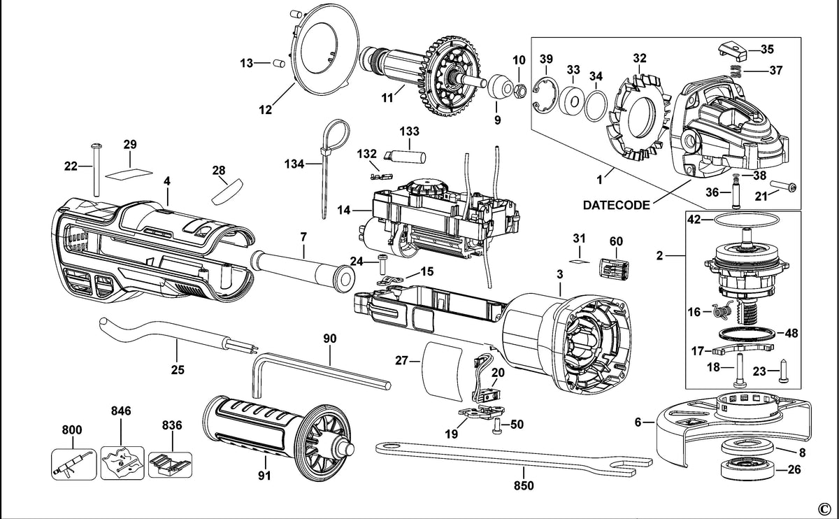 Vue éclatée DeWalt DWE4367 Type 1 - planche 1