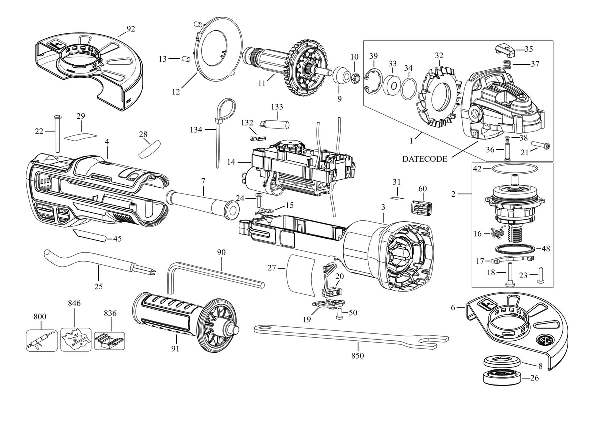 Vue éclatée DeWalt DWE4369 Type 2 - planche 1