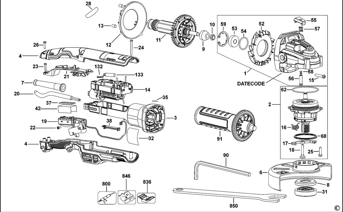 Vue éclatée DeWalt DWE4377 Type 1 - planche 1