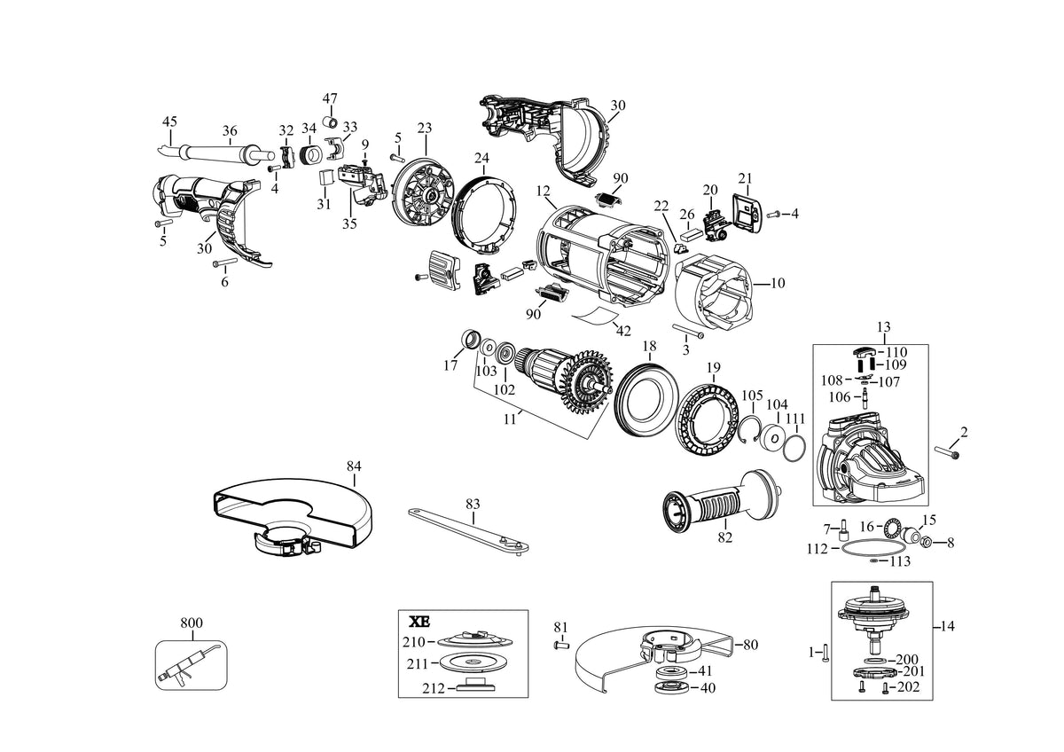 Vue éclatée DeWalt DWE4557 Type 5 - planche 1