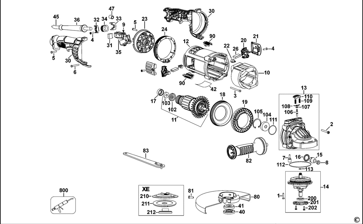 Vue éclatée DeWalt DWE4559 Type 1 - planche 1