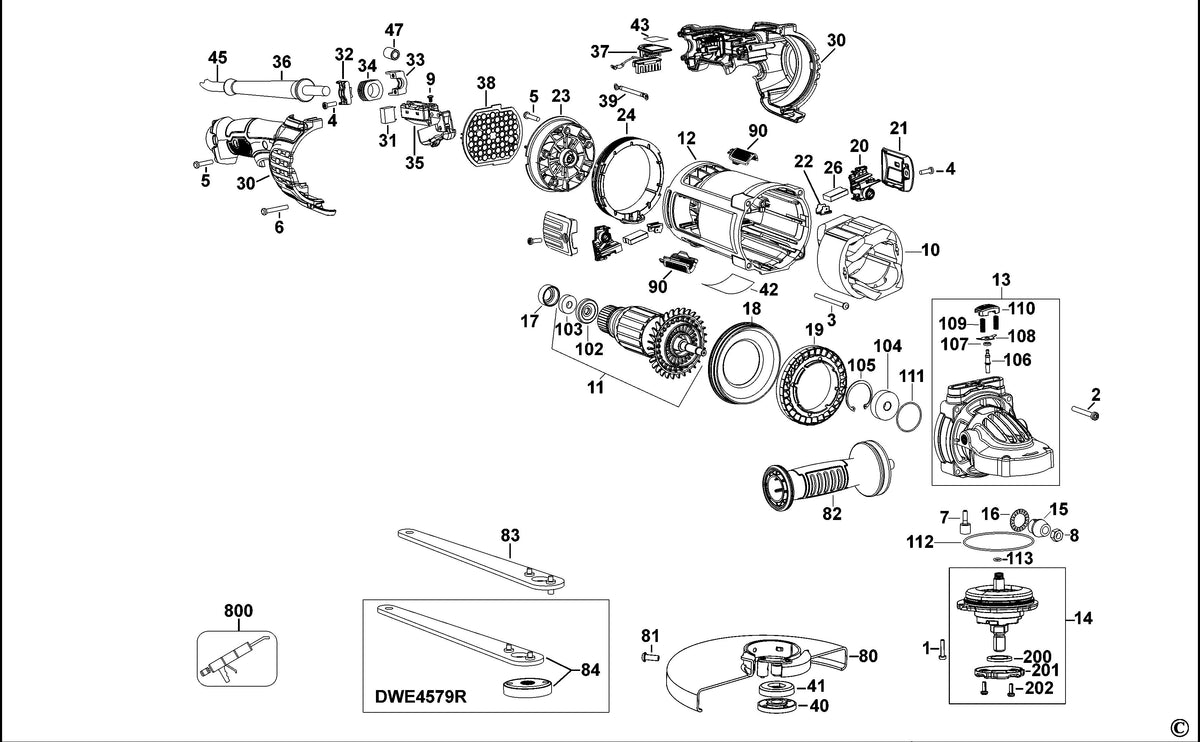 Vue éclatée DeWalt DWE4579 Type 1 - planche 1