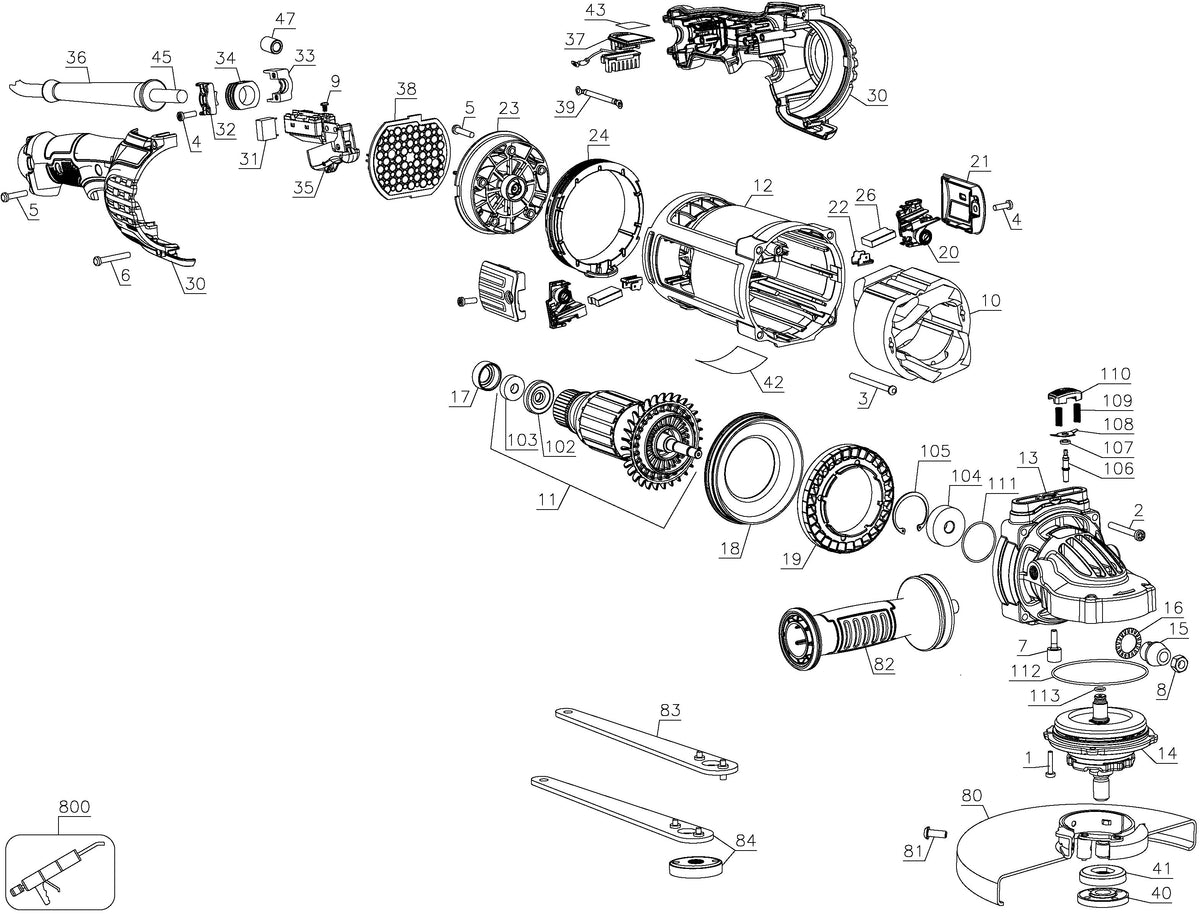 Vue éclatée DeWalt DWE4579R Type 1 - planche 1