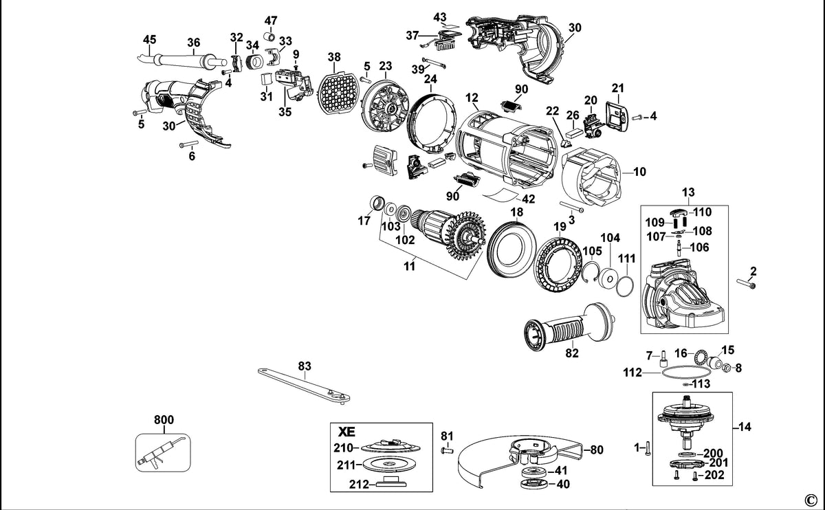 Vue éclatée DeWalt DWE4597 Type 1 - planche 1