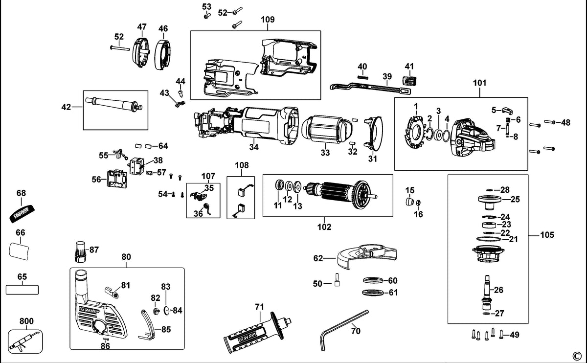Vue éclatée DeWalt DWE46105 Type 1 - planche 1