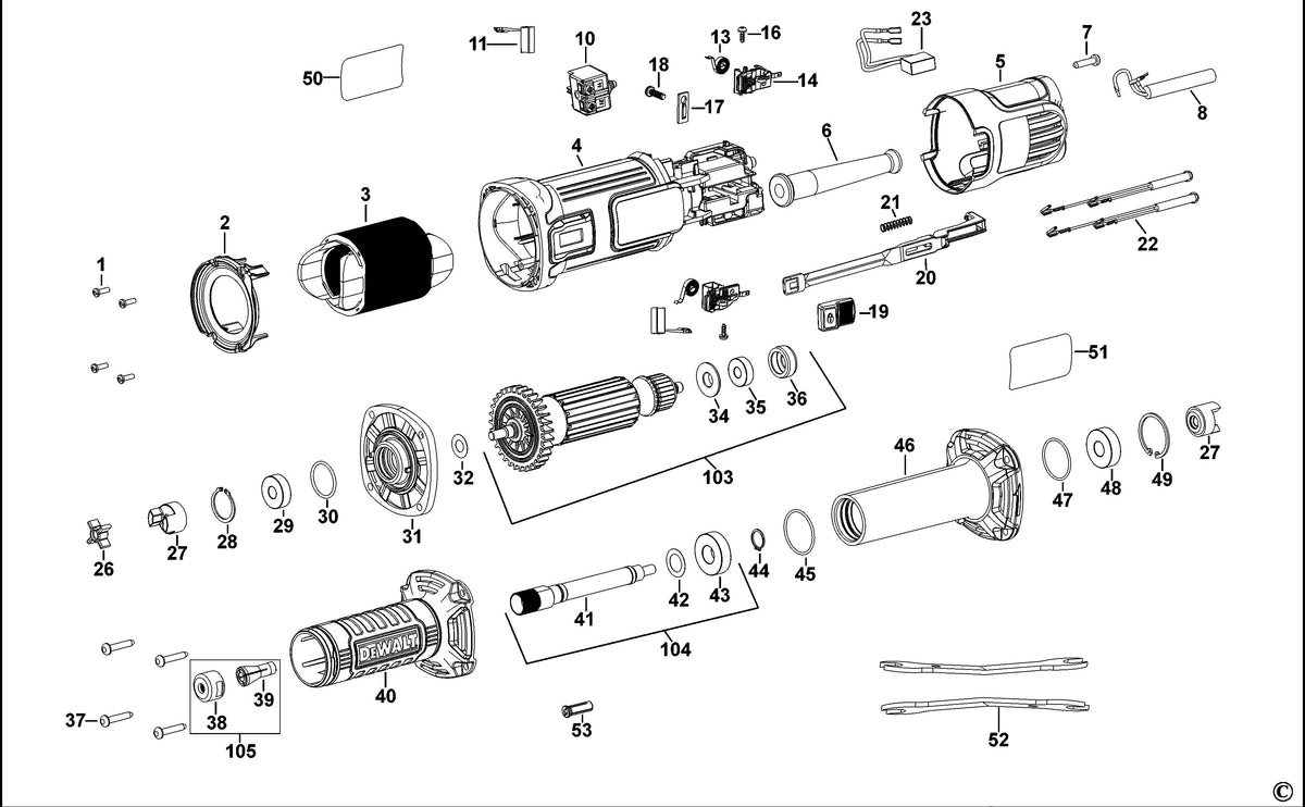 Vue éclatée DeWalt DWE4884 Type 1 - planche 1