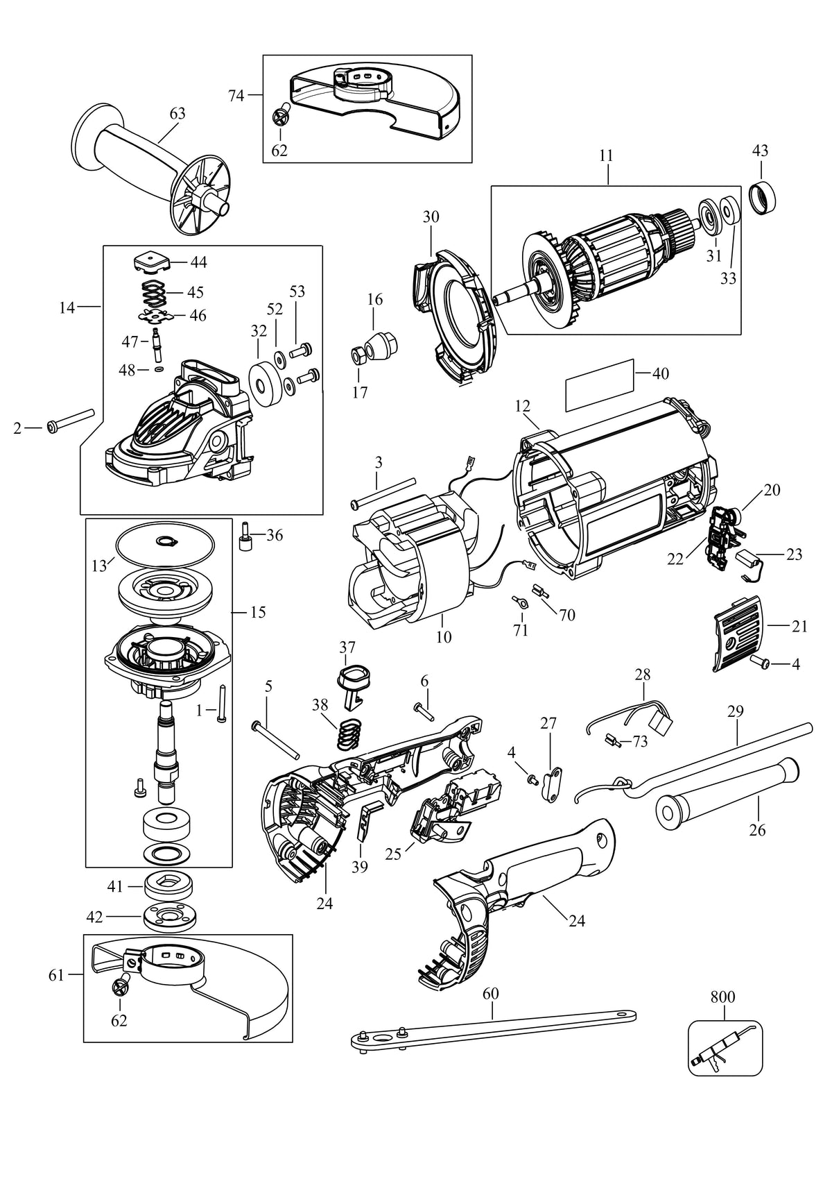 Vue éclatée DeWalt DWE490 Type 6 - planche 1