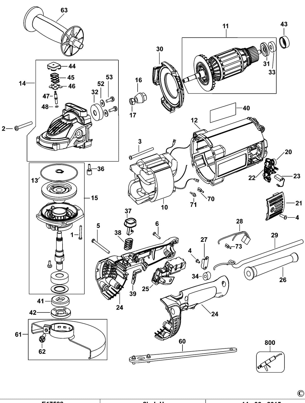 Vue éclatée DeWalt DWE492 Type 1 - planche 1