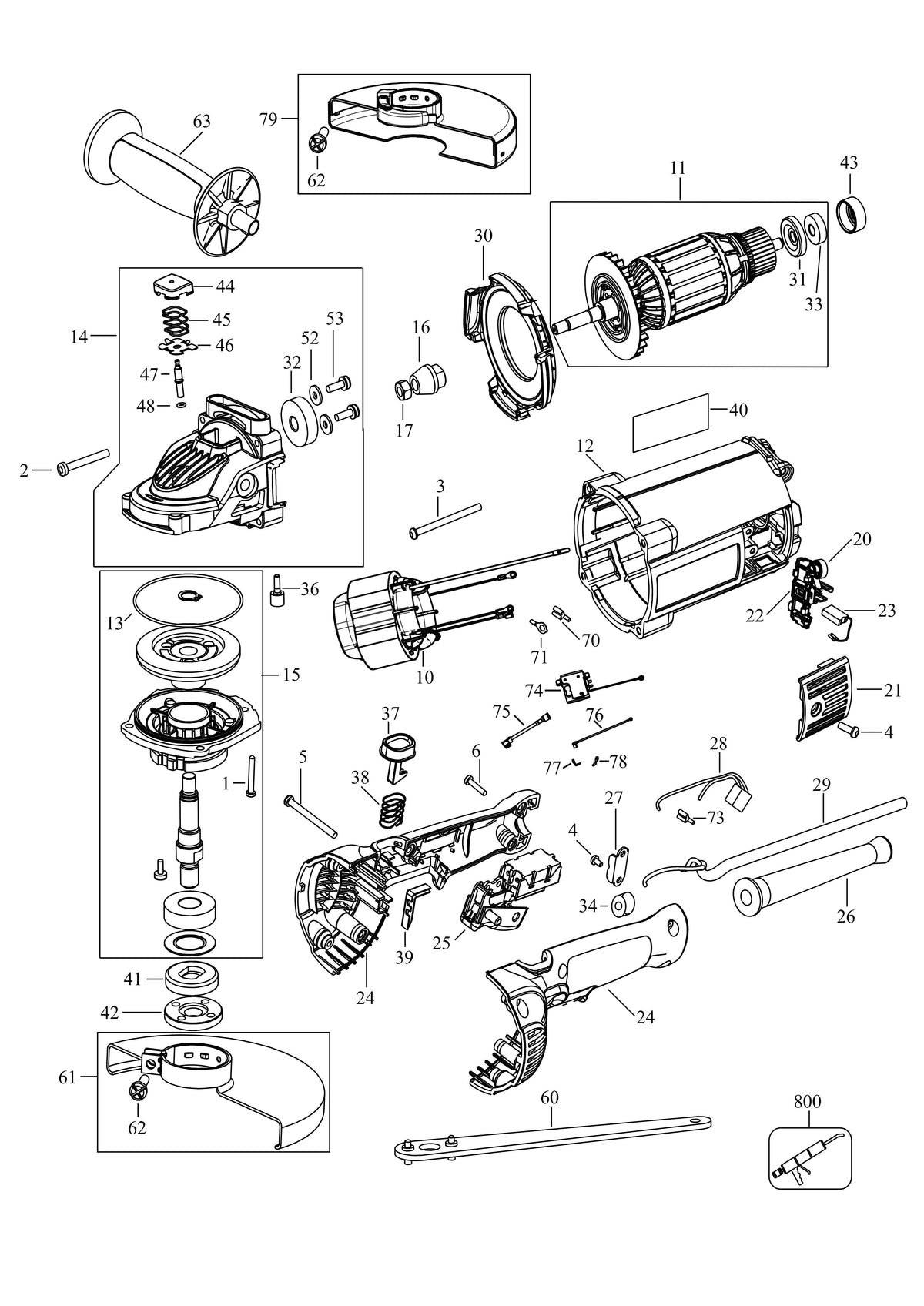 Vue éclatée DeWalt DWE492S Type 6 - planche 1